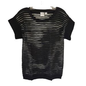 OC Black Semi Sheer Knit Top M